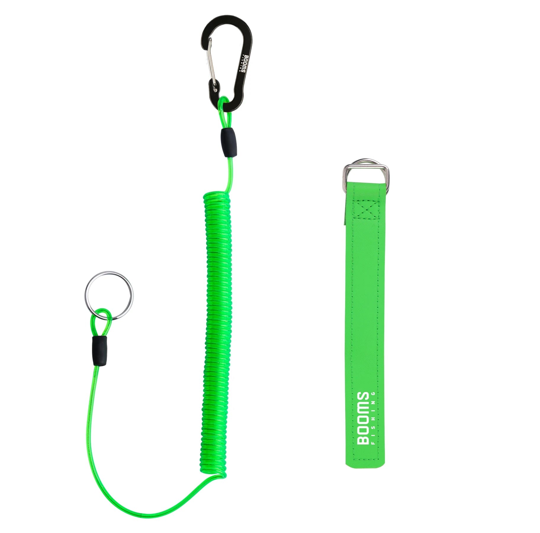 Fishing T01 2M Coiled Lanyards Carabiner Clip with Rod Straps